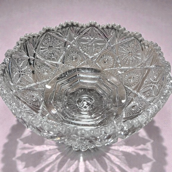 Vintage Imperial Glass Company
"Fancy Flowers" pattern #737 clear footed bowl - Picture 4 of 14